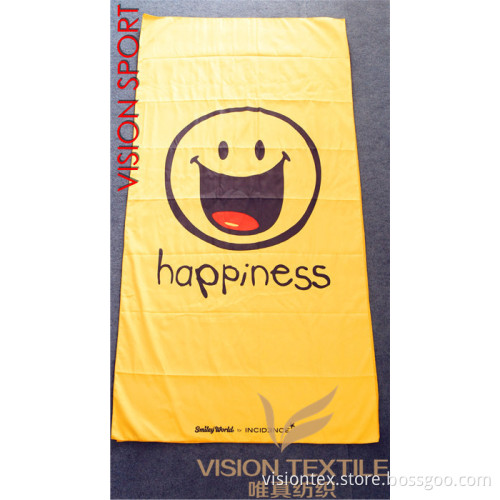 100% MICROFIBER BEACH TOWEL PRINTING WITH SMILEY FACE